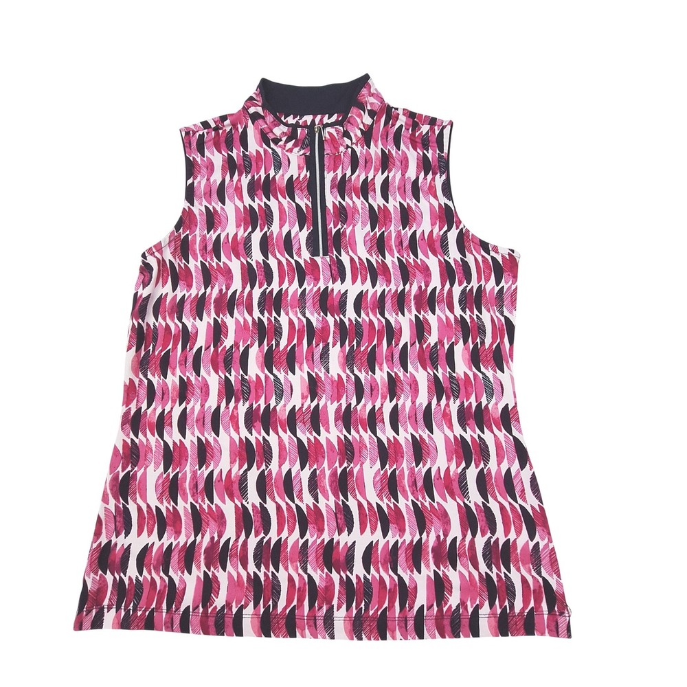 Tail White Label Polo Womens Large Pink Black Sleeveless Golf Top GJ1050-8828